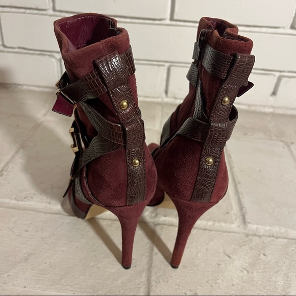GUESS Suede Stiletto Booties Size 5 Maroon - Picture 6 of 11